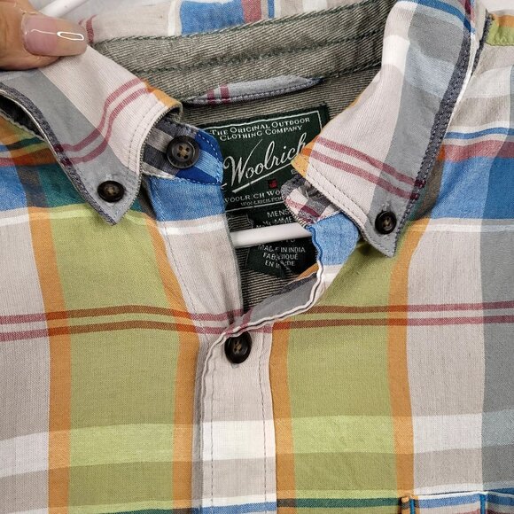 Woolrich Mens Modern Fit Plaid Button-Up Long Sleeve Shirt XL Organic Cotton - Picture 8 of 10